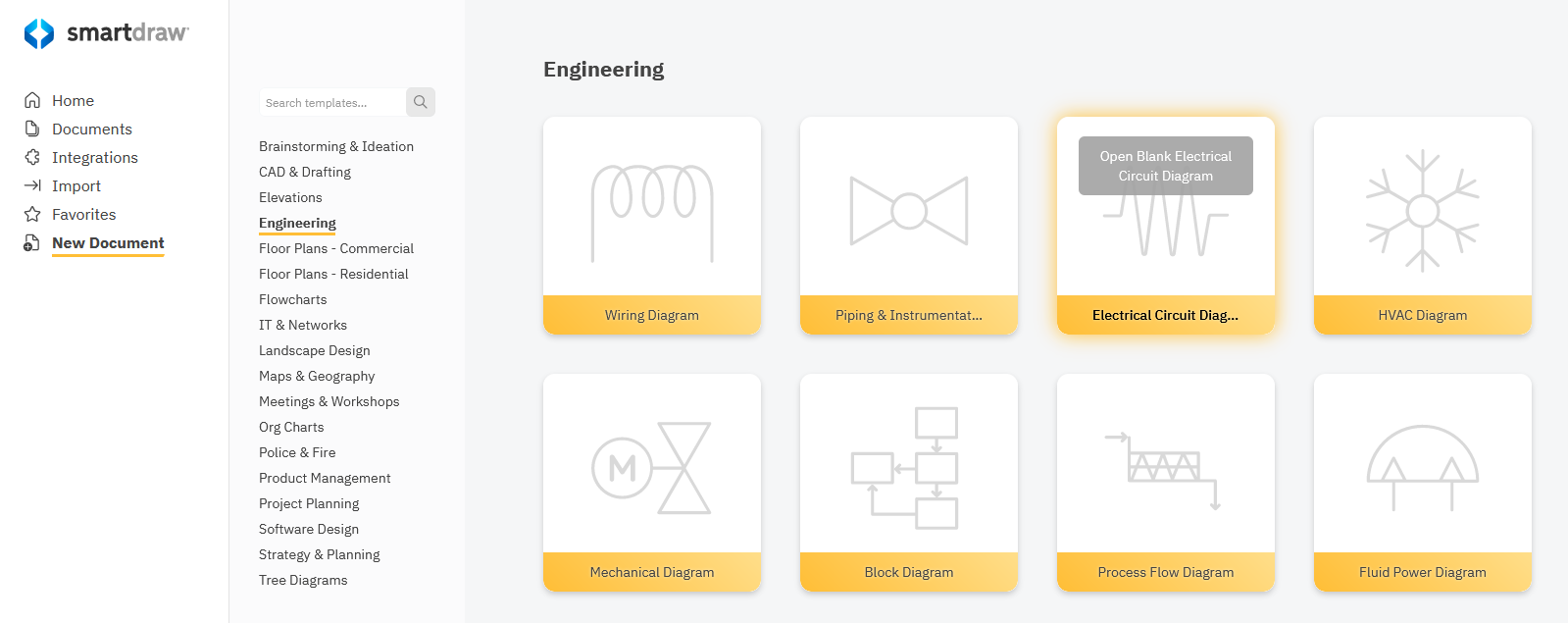 Electrical diagram templates