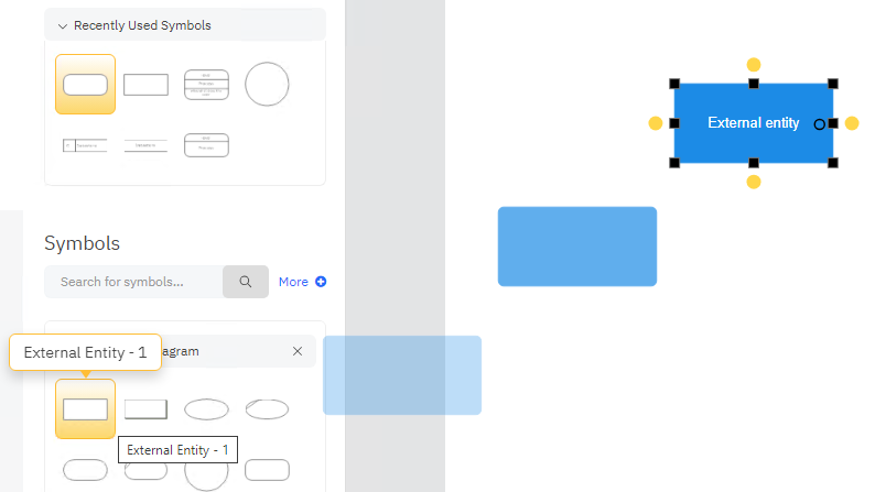 Drag and drop the data flow symbol for external entity