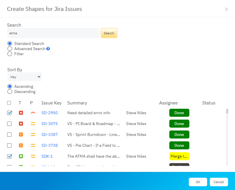 Select Jira issues