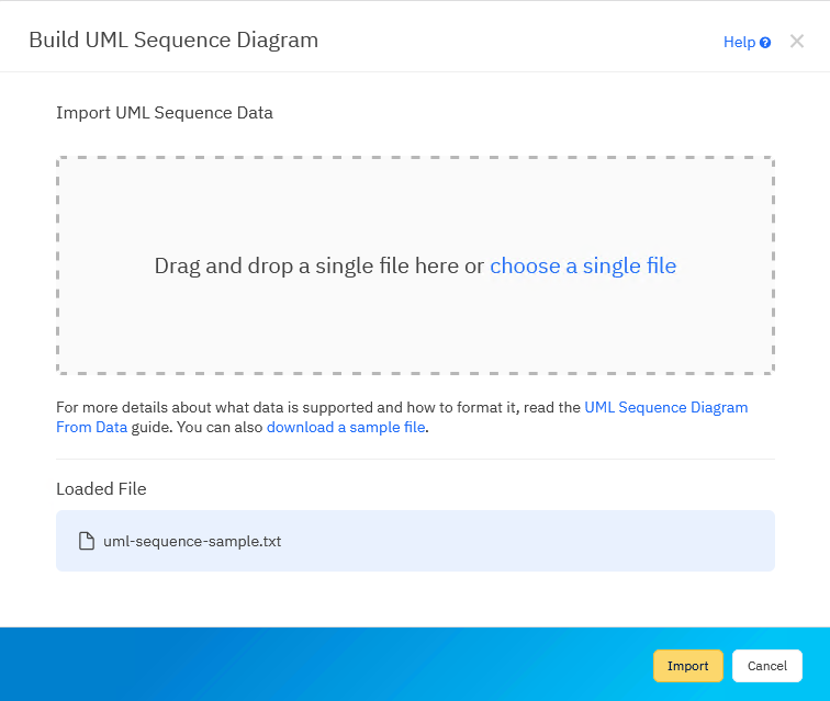 UML sequence diagram import