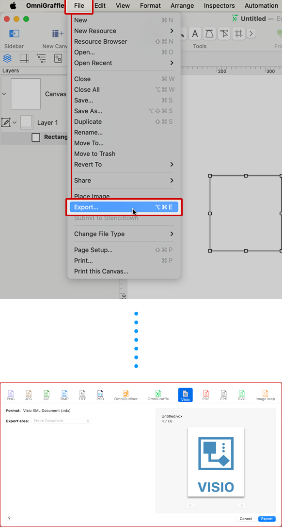 Omnigraffle export menu