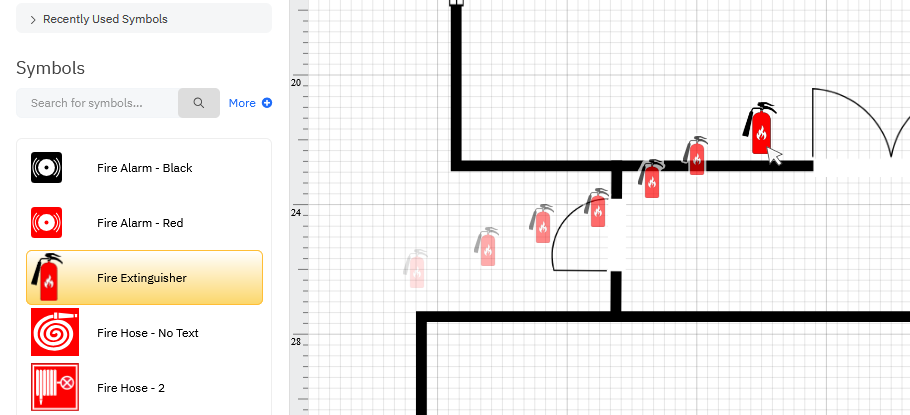 Adding fire extinguisher symbols