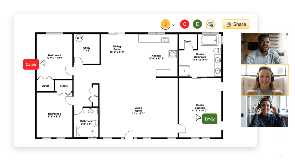 Collaborate on duplex floor plans