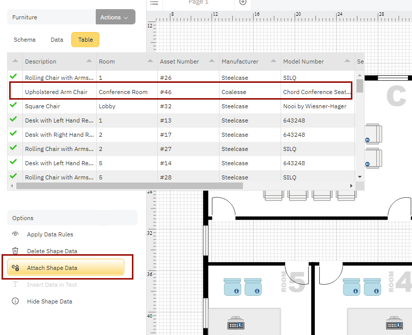 Associate the data with a shape