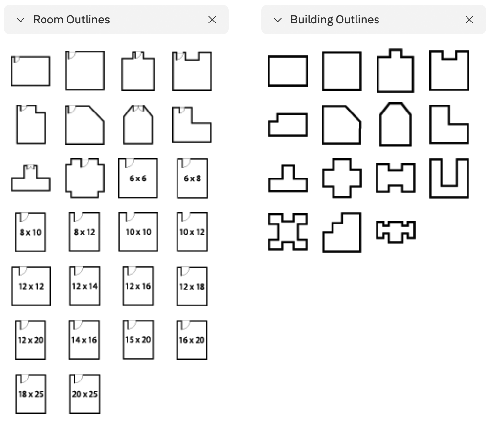 Room and building ouline libraries
