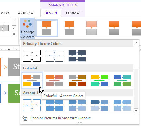 Change flowchart color in Word