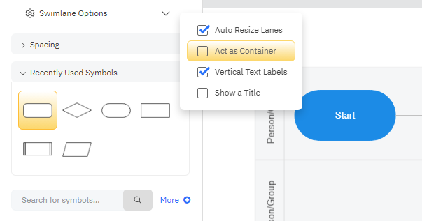 Swimlane options