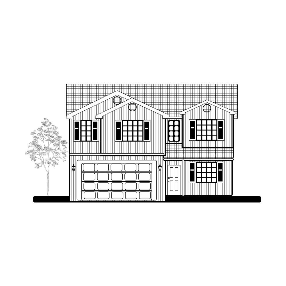Example Image: House Elevation in B&W