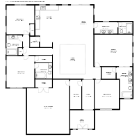 4 Bedroom 4 Bath Modern Courtyard Ranch House Plan