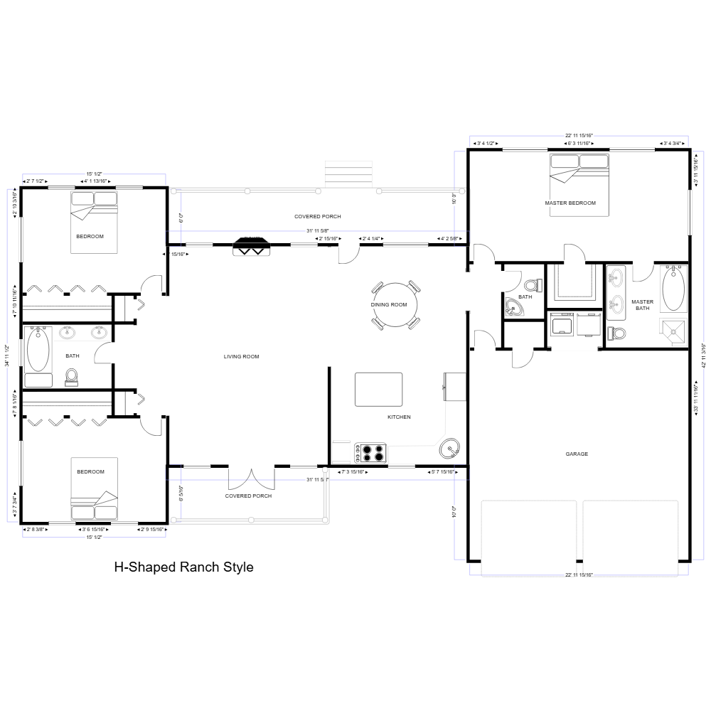 Example Image: House Plan - H-Ranch