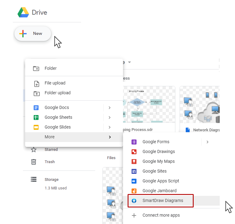 Create new SmartDraw diagrams from Google Drive