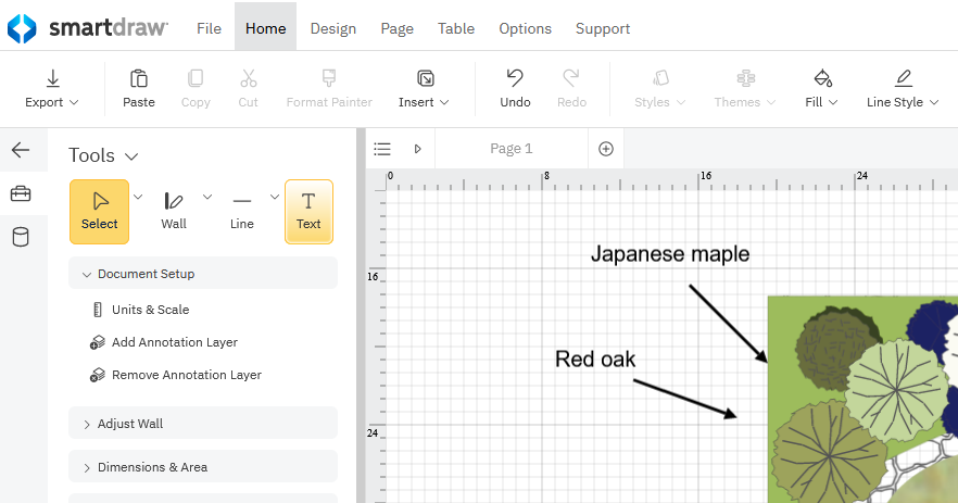 Landscape text labels