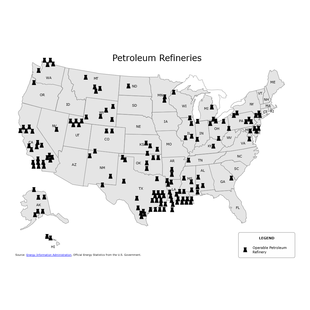 Example Image: Petroleum Refineries Map