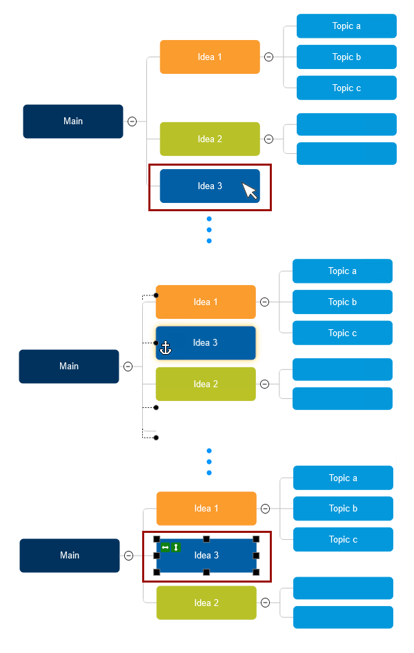 Rearrange mind map shapes