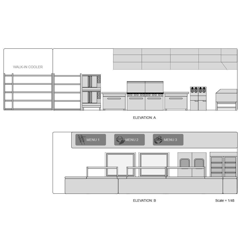 Example Image: Restaurant Kitchen Elevation Plan