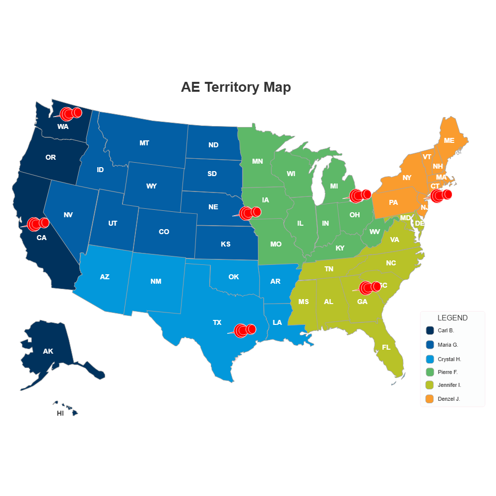 Example Image: Sales Territory Map for Account Executives