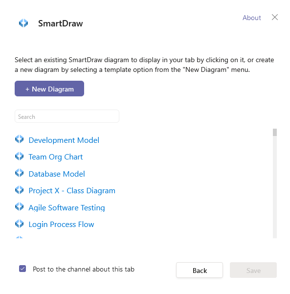 Open an existing diagram in Teams